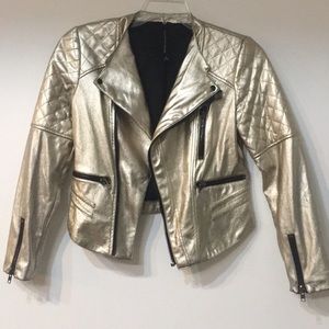 W118 by Walter Baker Gold Metallic zip trim Jacket